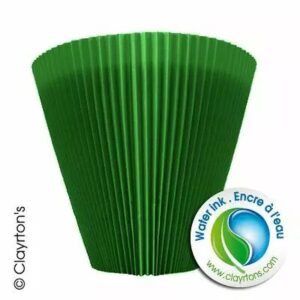 Manchette plissée cache-pot vert foncé de forme évasée pour habiller les plantes en pot chez le fleuriste