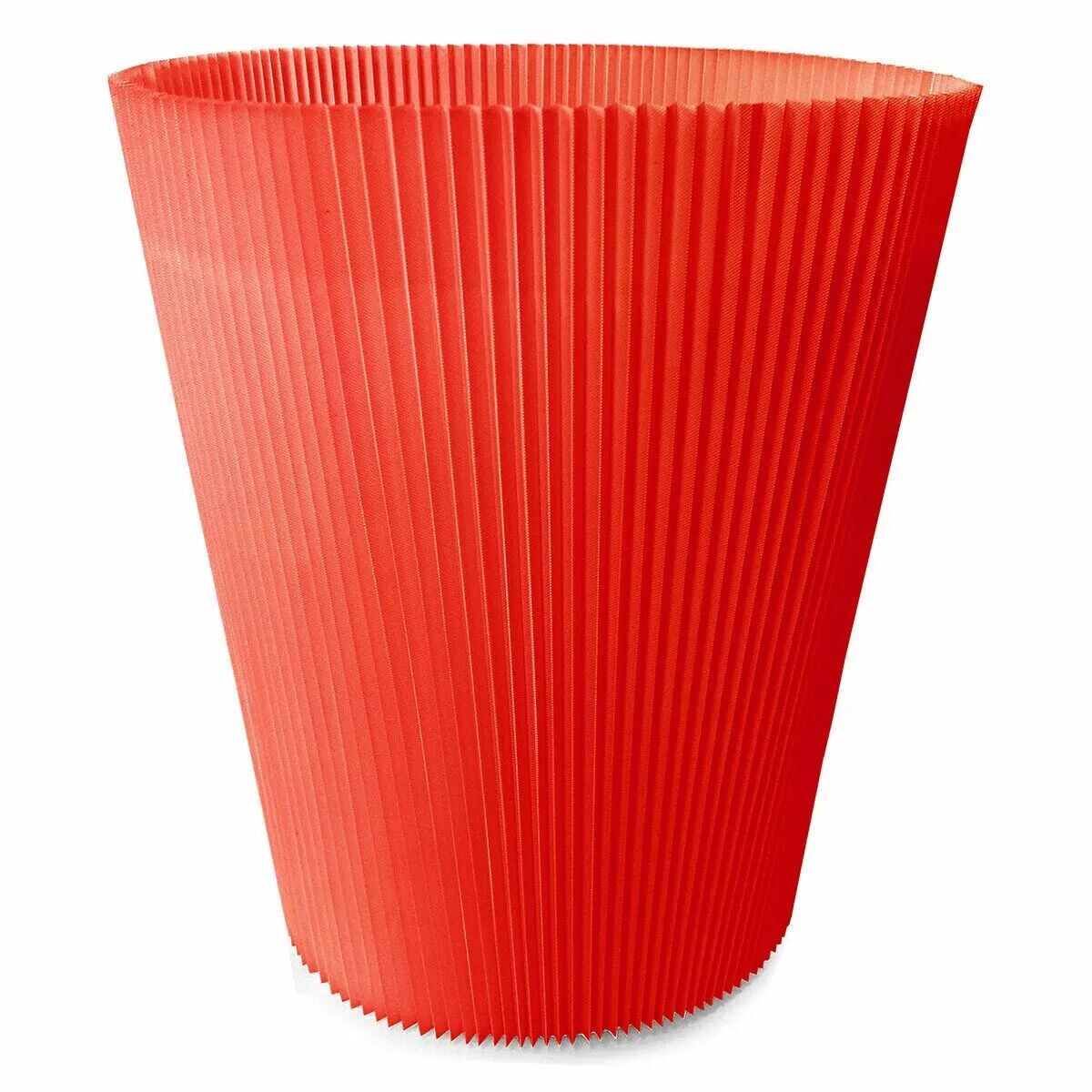 Manchette plissée cache-pot rouge vif de forme évasée pour habiller les plantes de Noël chez le fleuriste
