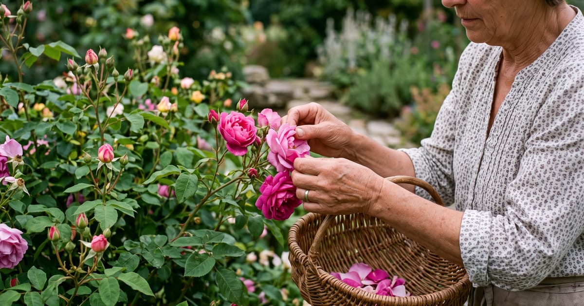 Pétales de fleurs fraîches récoltés à la main, prêts pour la conservation