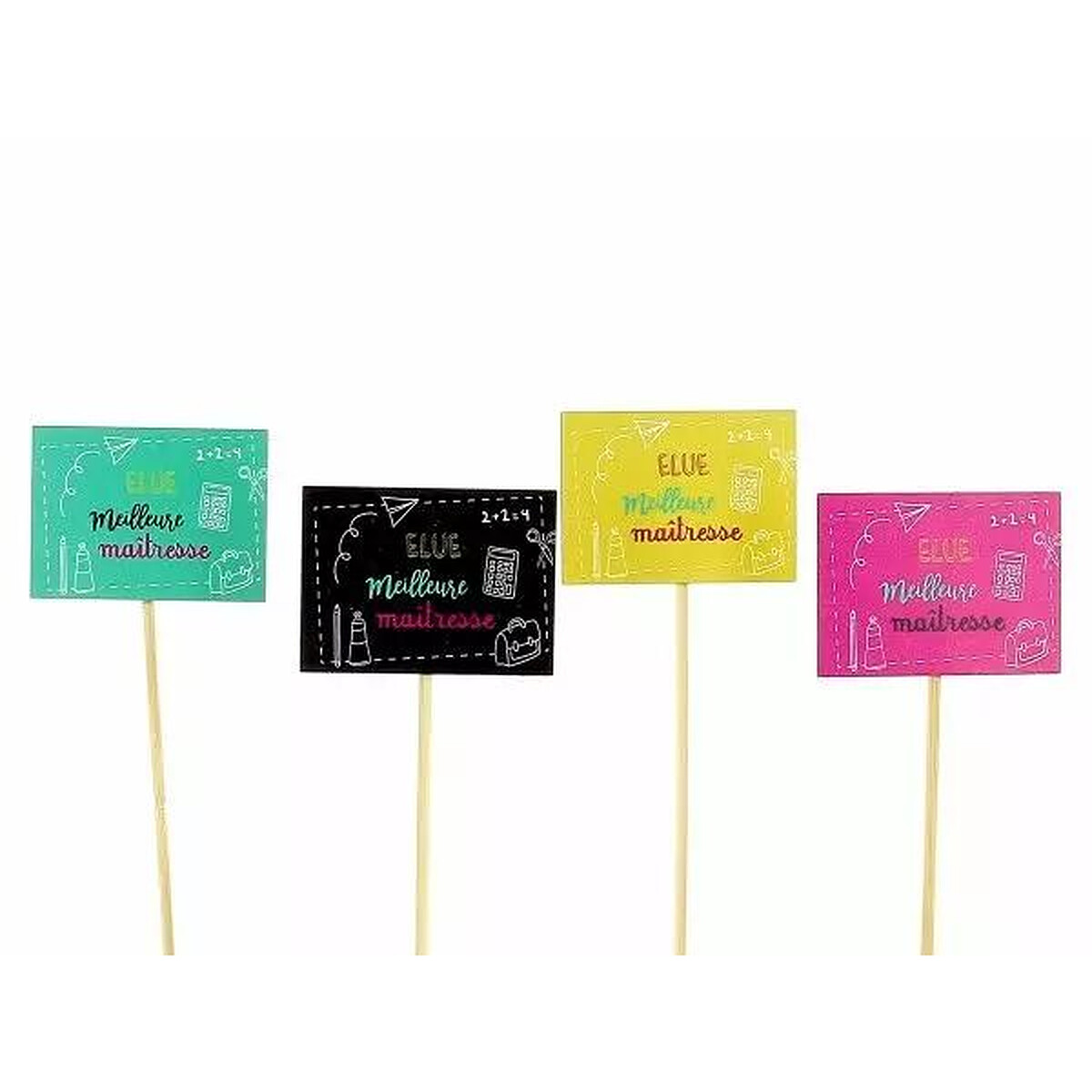 Pics en bois rectangulaires Elue meilleure maîtresse à dessins d'école pour cadeaux de fin d'année scolaire