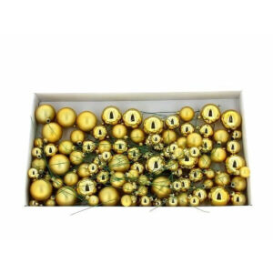 Boîte de pics boules de Noël dorées brillantes et mates sur tige pour compositions et couronnes de fleuriste