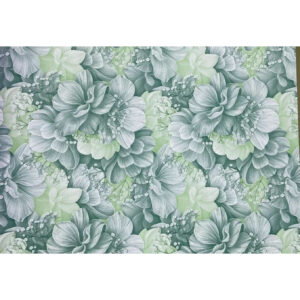 Film bulle imprimé de grandes fleurs gris vert et gypsophile pour emballage de bouquets