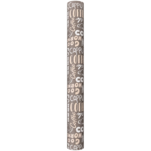 Rouleau de film imprimé motif café sur fond gris pour bouquets bulle de fleuriste