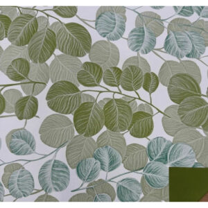 Film d'emballage imprimé de branches d'eucalyptus vert olive pour bouquets bulle de fleuriste