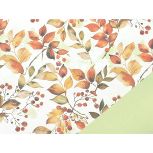 Film bulle imprimé de feuillages d'automne orange et baies rouges pour bouquets de fleuriste
