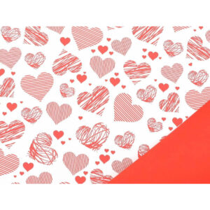 Rouleau d'emballage bulle imprimé de cœurs rouges sur fond blanc pour bouquets de Saint-Valentin