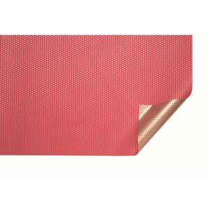 Film polypropylène rouge à petits pois dorés avec revers or pour bouquets de Noël