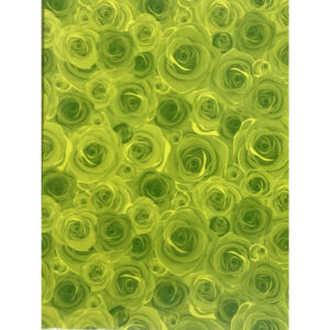 Film d'emballage imprimé de roses vert olive et vert anis pour bouquets bulle de fleuriste