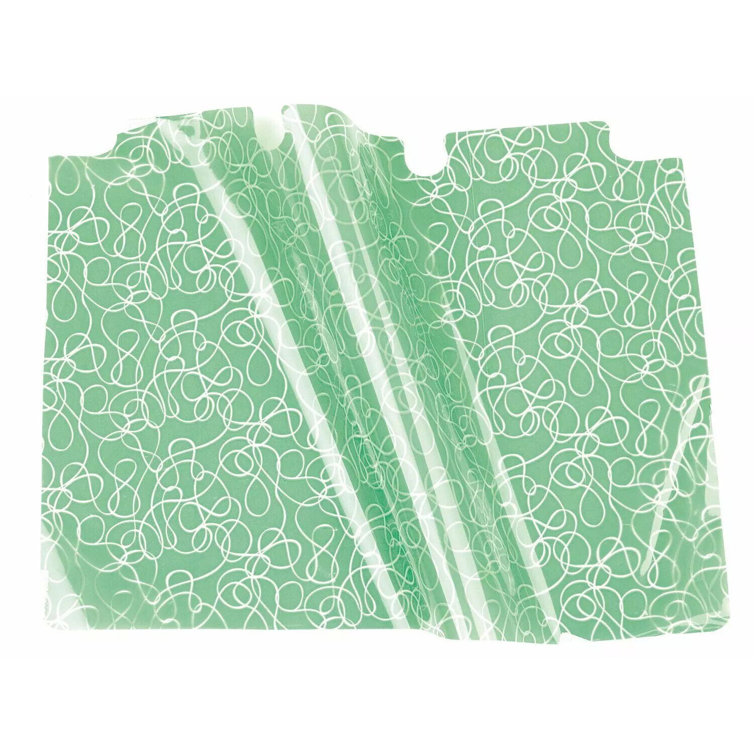 Film polypropylène vert amande imprimé de volutes blanches pour emballage de bouquets de fleuriste