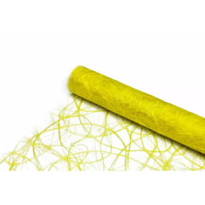 Rouleau de fibre ajourée jaune aux fibres en volutes pour emballage de bouquets et décoration de table