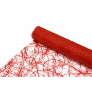 Rouleau de fibre ajourée rouge vif aux fils enchevêtrés pour bouquets et décors de Noël de fleuriste