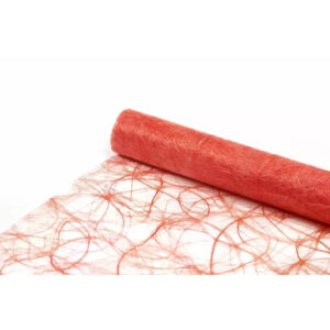 Rouleau de fibre ajourée saumon aux fibres en volutes pour emballage de bouquets et décoration de table