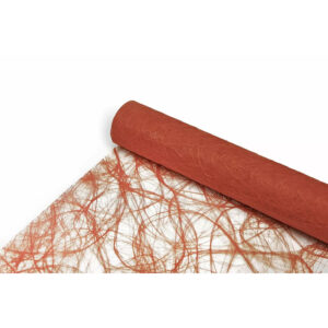 Rouleau de fibre ajourée terracotta aux fibres en volutes pour emballage de bouquets d'automne