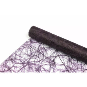 Rouleau de fibre ajourée violet aubergine aux fibres en volutes pour emballage de bouquets