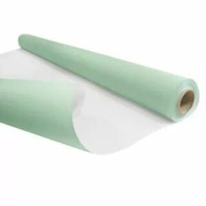 Rouleau de papier kraft vert sauge et blanc pour emballage de bouquets champêtres de fleuriste