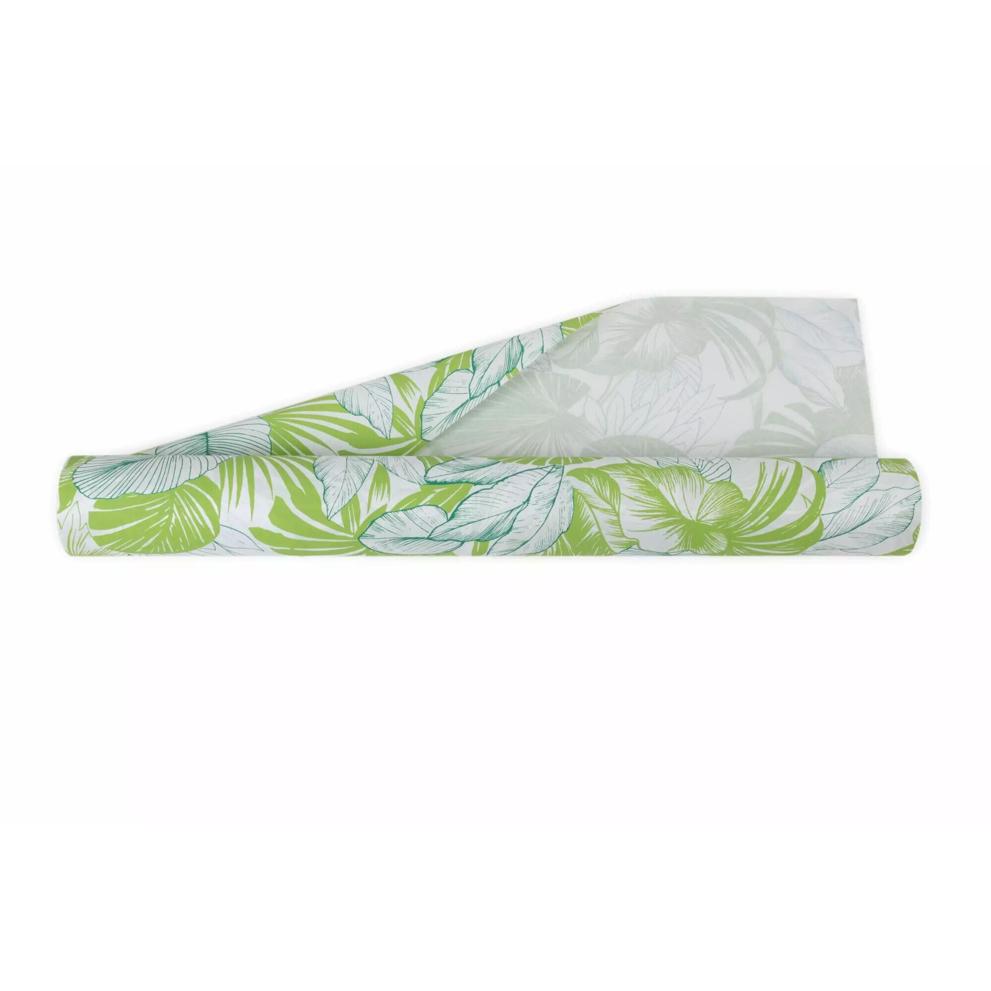 Rouleau de kraft blanc imprimé de feuilles tropicales vert anis pour emballer les bouquets du fleuriste