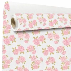 Rouleau de kraft blanc imprimé de roses anciennes roses pour emballage de bouquets de mariage