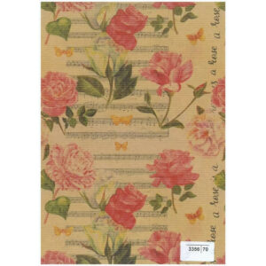 Rouleau de kraft naturel imprimé de roses, papillons et partitions de musique pour emballage de bouquets