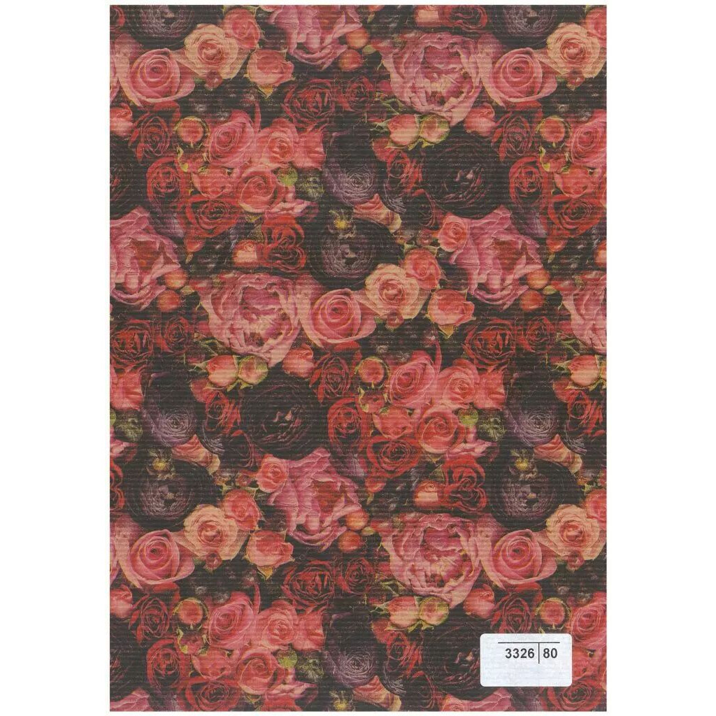 Rouleau de kraft naturel imprimé de roses et pivoines rouges en photo pour emballage de bouquets de Saint-Valentin