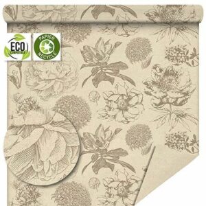 Rouleau de papier d'herbe imprimé de grandes fleurs gravées brunes pour emballage de bouquets