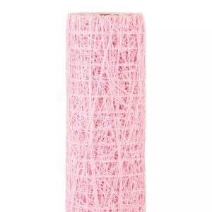 Rouleau de tissu rose en fibres entrelacées pour habiller vases et tables de fête