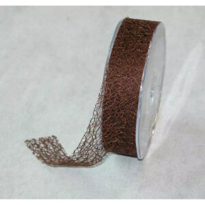 Rouleau de ruban ajouré effet résille chocolat de 30 mm pour bouquets d'automne de fleuriste