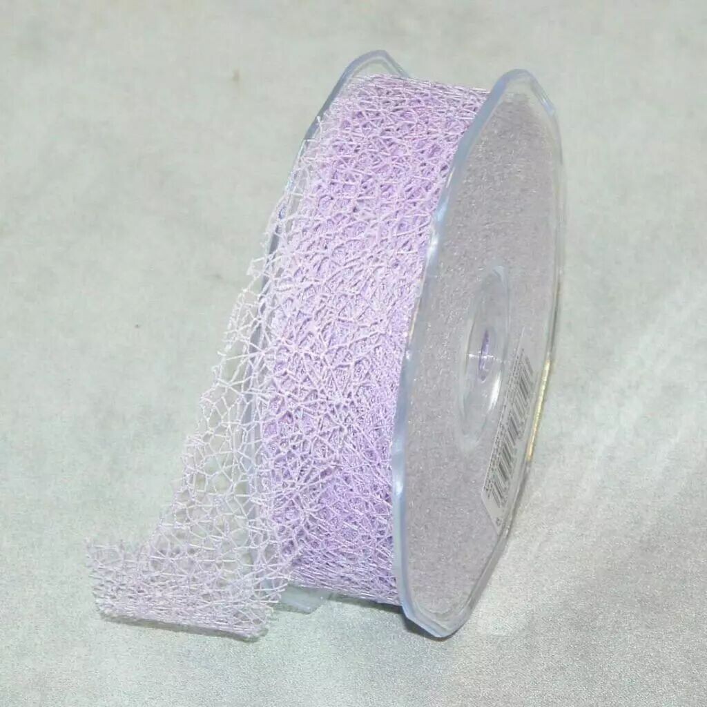 Rouleau de ruban ajouré effet résille lavande de 30 mm pour bouquets de mariage de fleuriste