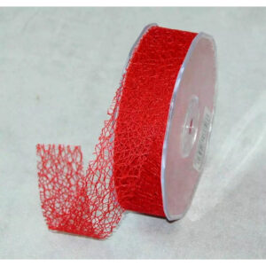 Rouleau de ruban ajouré effet résille rouge vif de 30 mm pour bouquets de Saint-Valentin de fleuriste