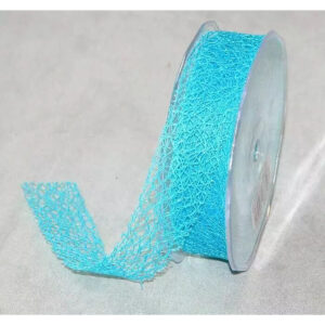 Rouleau de ruban ajouré effet résille turquoise de 30 mm pour bouquets d'été de fleuriste
