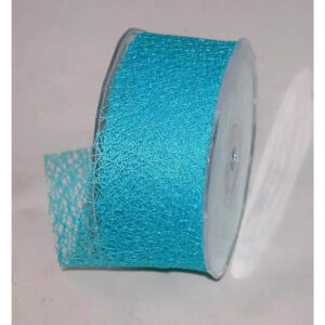 Rouleau de ruban ajouré effet résille turquoise de 50 mm pour décors d'été de fleuriste