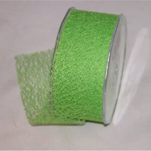 Rouleau de ruban ajouré effet résille vert pomme de 50 mm pour décors de printemps de fleuriste