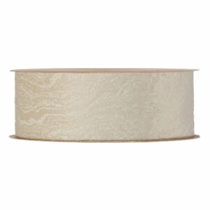 Bobine de ruban crème à texture froissée pour nœuds de bouquets et compositions florales d'hiver