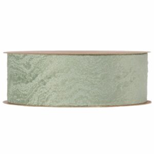 Bobine de ruban vert sauge à texture froissée pour couronnes et bouquets de fleuriste