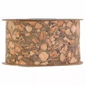 Rouleau de ruban imitation liège marron à larges éclats pour couronnes de Noël de fleuriste