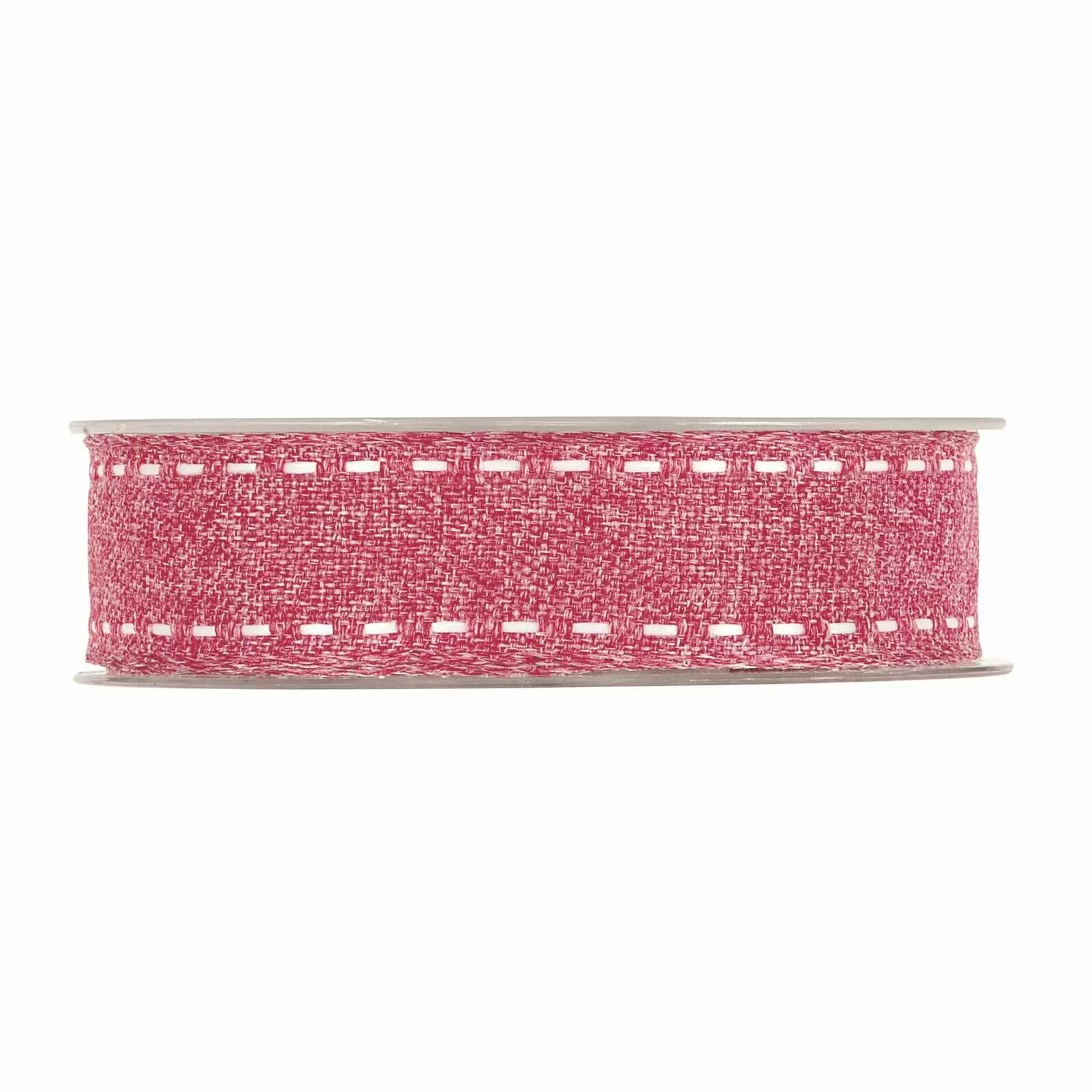 Rouleau de ruban en coton chiné rouge à surpiqûre blanche pour bouquets et paquets cadeaux de fleuriste
