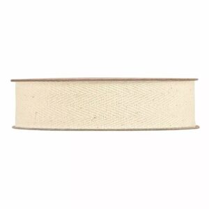 Bobine de ruban en coton naturel écru tissé à chevrons pour emballage de bouquets champêtres