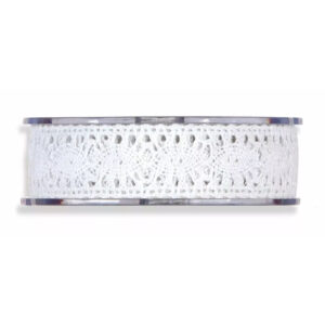 Rouleau de ruban façon dentelle blanc 25 mm à motif de médaillons pour bouquets de mariée de fleuriste
