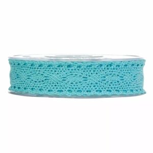 Rouleau de ruban façon dentelle bleu pastel ajouré pour décoration florale de baptême et mariage