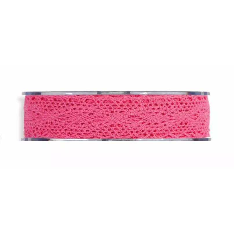 Rouleau de ruban façon dentelle fuchsia 25 mm à motif de losanges pour bouquets et cadeaux de fleuriste