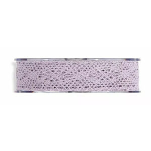 Rouleau de ruban façon dentelle lavande 25 mm à motif de losanges pour décors provençaux de fleuriste
