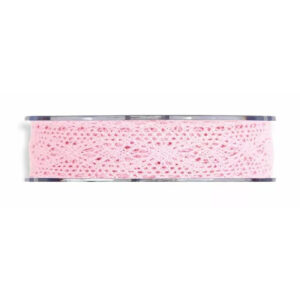 Rouleau de ruban façon dentelle rose tendre 25 mm à motif de losanges pour décors de baptême de fleuriste