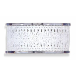 Rouleau de ruban façon dentelle blanc 40 mm à motif de médaillons pour décors de mariage de fleuriste