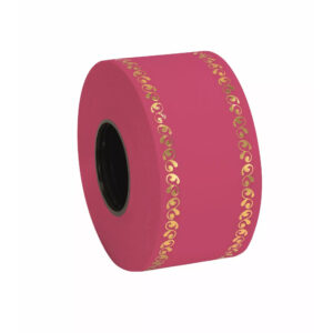Rouleau de ruban de deuil fuchsia à arabesques dorées pour gerbes et couronnes