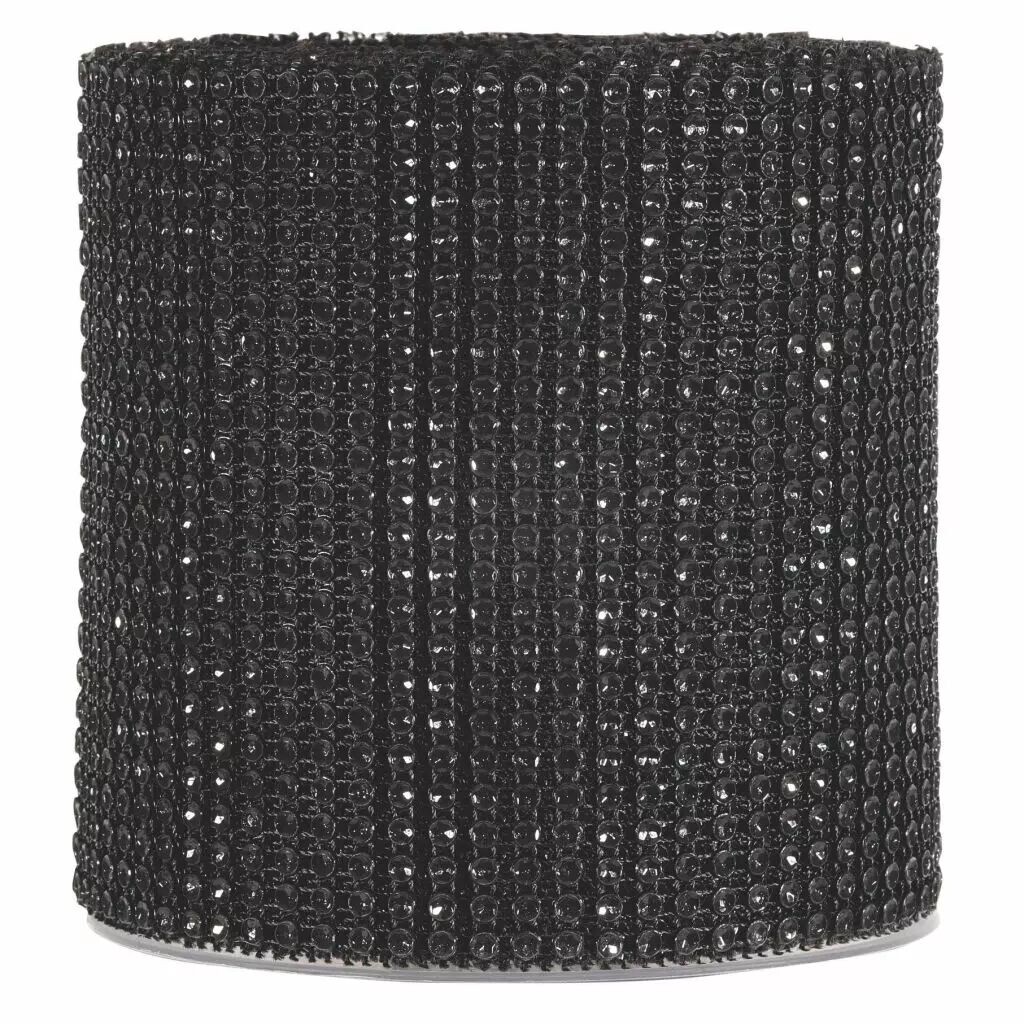 Ruban large effet strass noir pour habiller vases et bougies en décoration de table événementielle