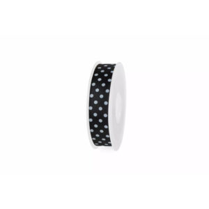 Bobine de ruban gros-grain noir à pois blancs pour emballages cadeaux de fleuriste
