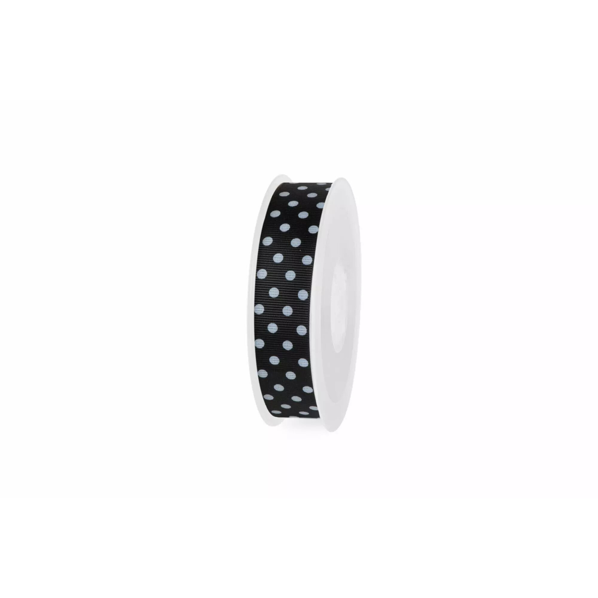 Bobine de ruban gros-grain noir à pois blancs pour emballages cadeaux de fleuriste
