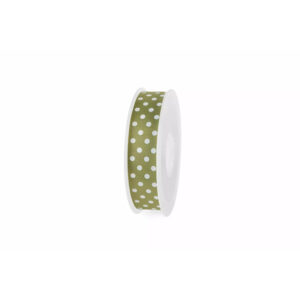 Bobine de ruban gros-grain vert pistache à pois blancs pour petits bouquets
