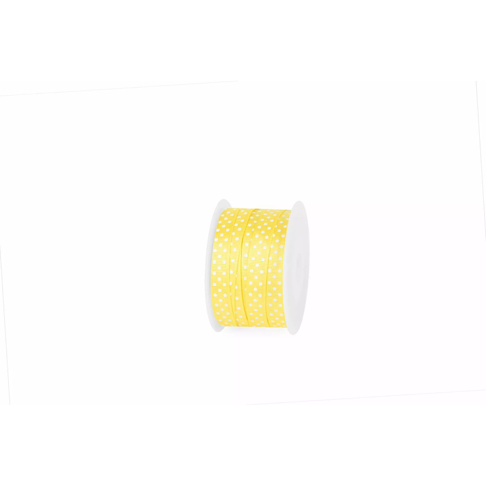 Bobine de ruban gros-grain jaune à pois blancs pour bouquets de printemps
