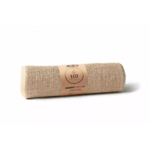 Rouleau de toile de jute beige naturel 30 cm aux bords effilochés pour chemin de table et décor floral