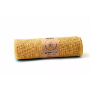 Rouleau de toile de jute jaune doré 30 cm aux bords effilochés pour décor floral champêtre